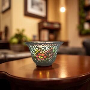 Mini Plique a Jour Enamel Bowl – Floral Stained Glass Effect